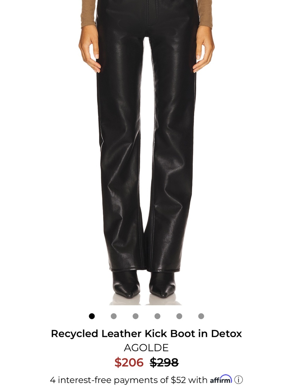 Agolde Black Recycled Leather Kick Boot Flare Pants